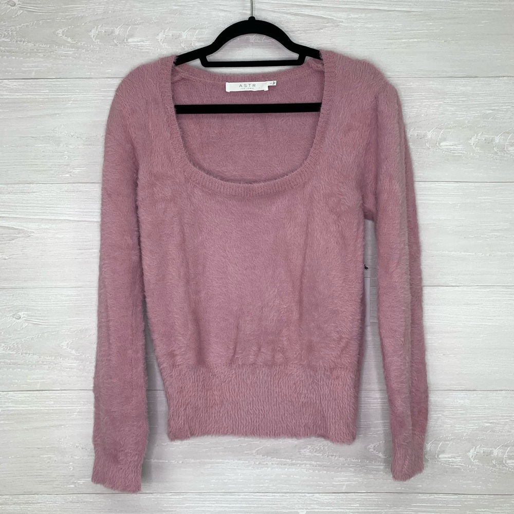 ASTR The Label Fuzzy Crop Sweater Lilac Size L - Picture 15 of 16